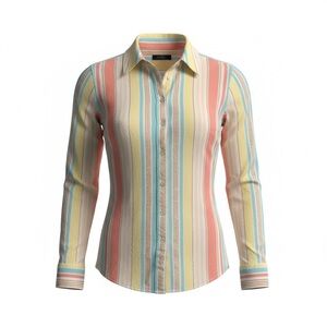 Talbots Women’s Striped Long Sleeve Button-Up Shirt | Small Petite